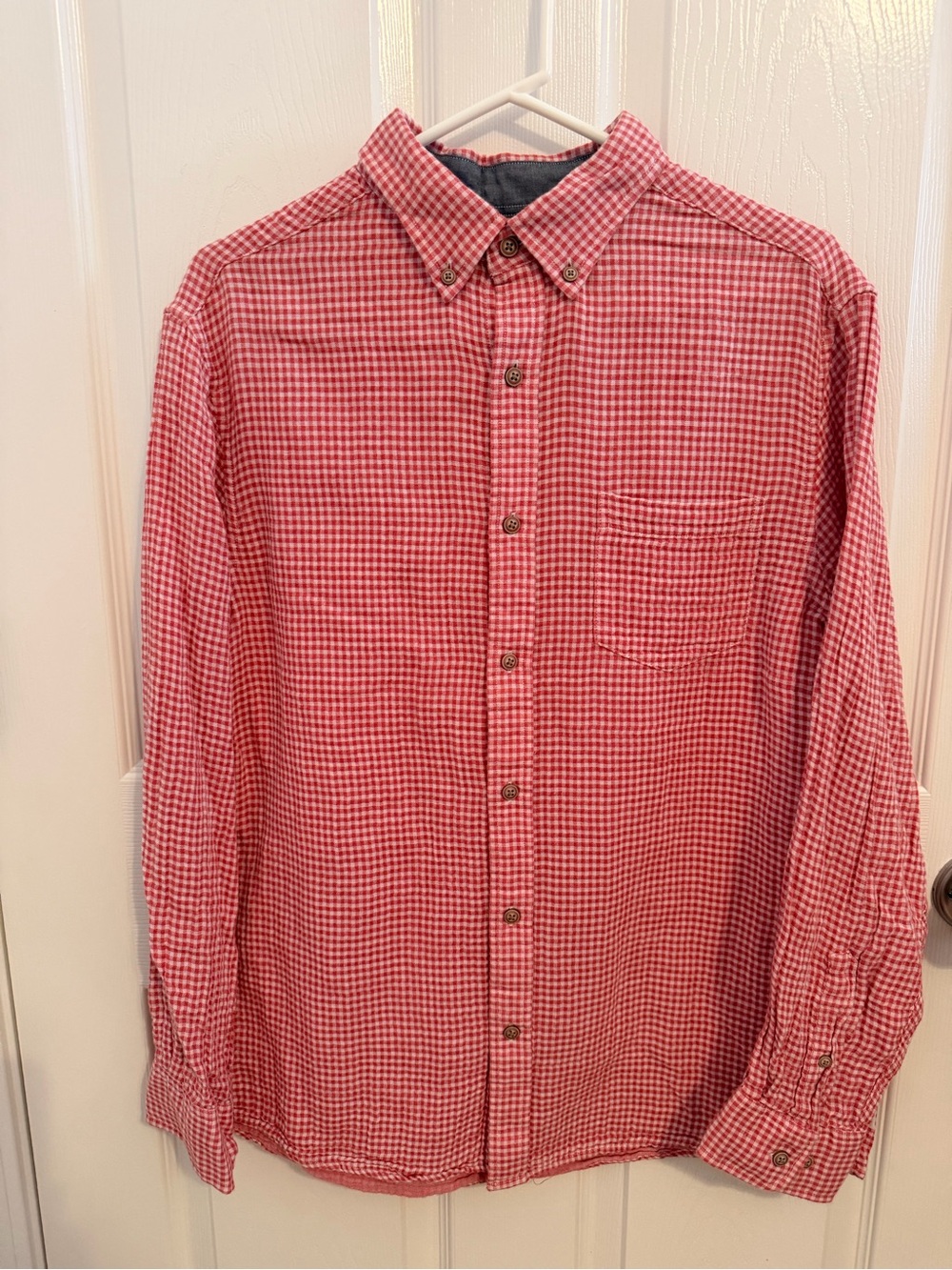 ROWM Men’s Light Reddish Orange & Beige Plaid Button Down